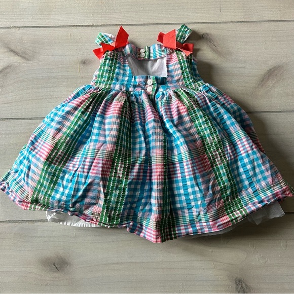 Janie and Jack Plaid Gingham Sundress in Blue, Green, Pink - Picture 2 of 2